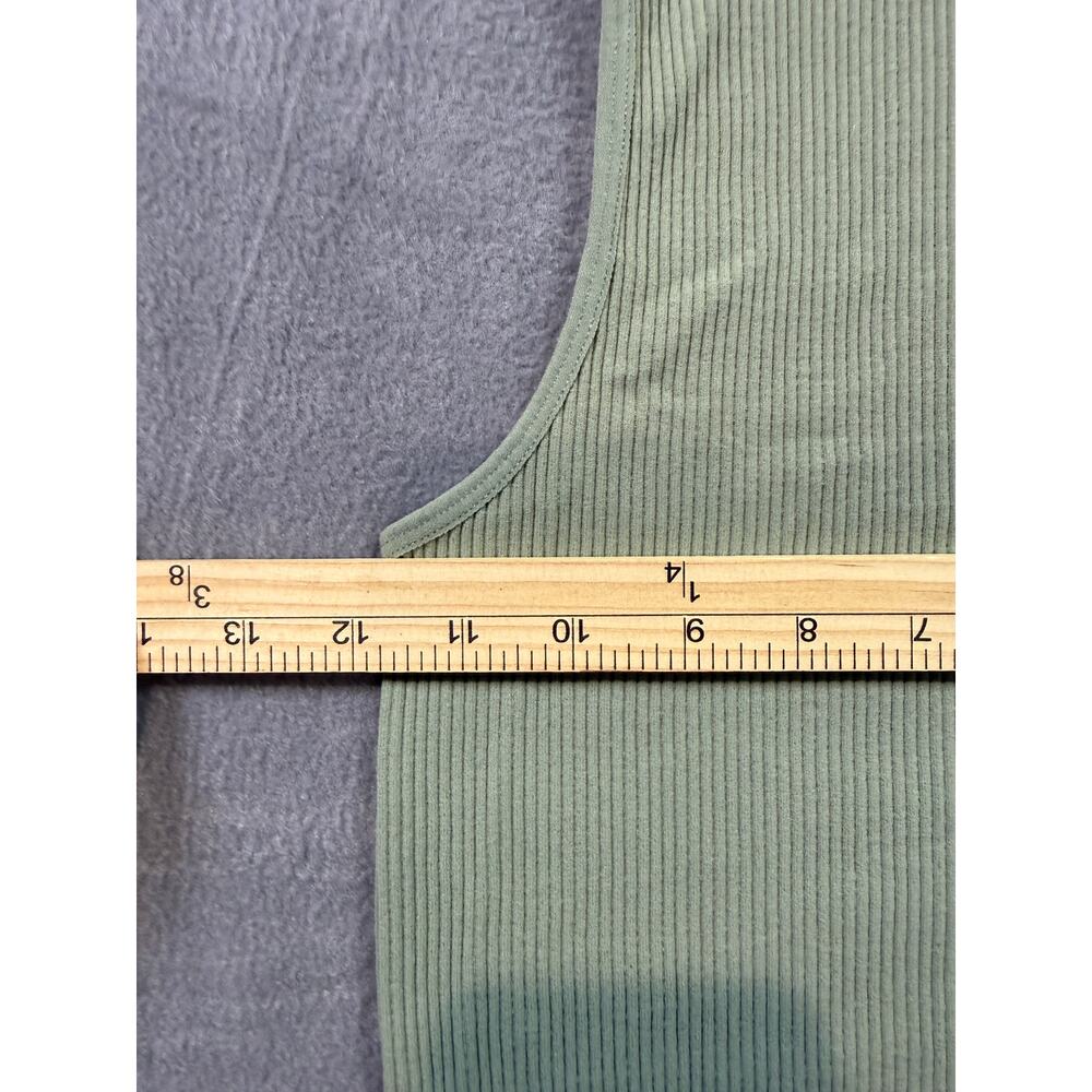 Zara Ribbed Fitted Strechy Sleeveless Tank Top Cropped Size XS Sage Green Layer - Picture 4 of 6